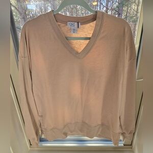 C&C California Light Tan V-Neck Sweater Size Small